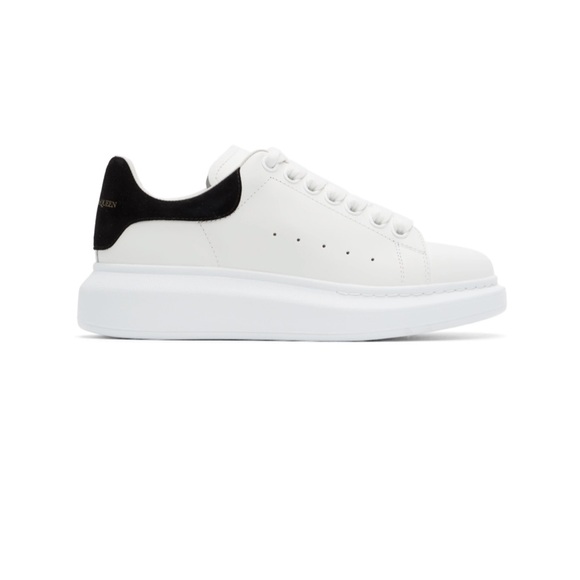 Alexander McQueen Shoes - Alexander McQueen White and Black Platform Sneakers